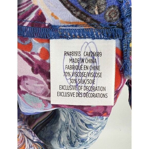 Robert Graham Dress Tie Neck Floral Paisley Colorful Size Small Flowy Silky - Picture 3 of 4
